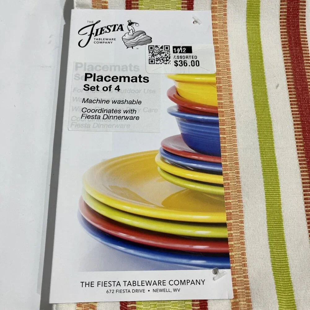 Fiesta Placemats Woven Tassel Striped Warm Fringe Multi Color Set Of 4 Hacienda‎